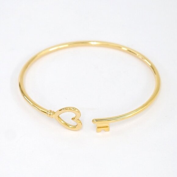Tiffany & Co. Open Heart Key Bangle Bracelet 5.5" 18k Yellow Gold 750 Auth - Picture 1 of 6